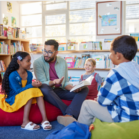 kids reading in a classroom